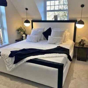 Ottoman Storage Gas Lift panel Bed Frame Velvet Upholstered Double King Size - Picture 1 of 7