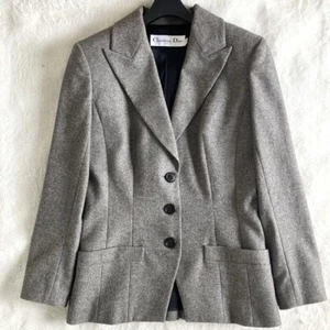 Christian Dior 19AW Wool Angora Long Bar Jacket US4 Grey Made in France - Picture 1 of 20