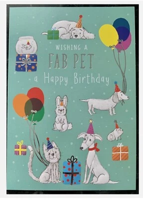 SIGNATURE COLLECTION Fab Pet Birthday Card Dog Cat Rabbit Fish Guinea Pig New