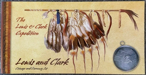 2004 Lewis & Clark Coinage & Currency Coin/Medal Set w/ $10 Bison Note & Stamps Cover