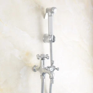 Polished Chrome Double Use Bathroom Bidet Faucet Hand Held Toilet Bidet Sprayer - Picture 1 of 8
