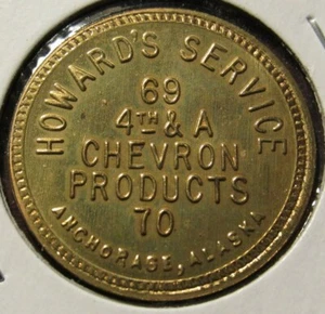 Muy antiguo Howard's Chevron Service Anchorage, postal token comercial de $2.50 - Alaska - Imagen 1 de 2