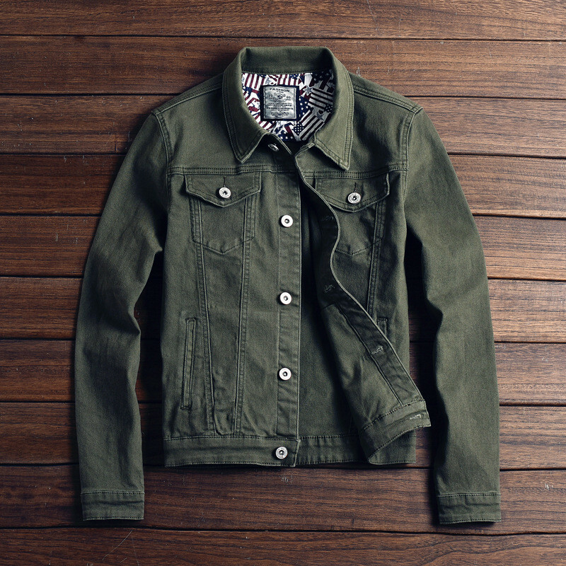 Hoodie Army Green Denim Jacket Mens Overstock Items Men's Jean