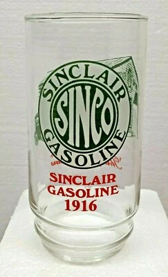 Vintage  SINCLAIR GASOLINE 1916 SINCO TUMBLER DRINKING GLASS THROUGH THE YEARS  - Image 1 of 4