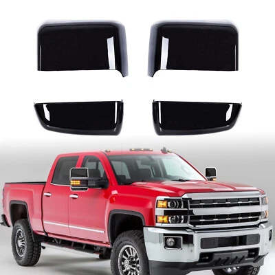 Fits For Chevy Silverado GMC Sierra 2014-2019 Gloss Black Tow Mirror Cap Cover - Image 1 of 4