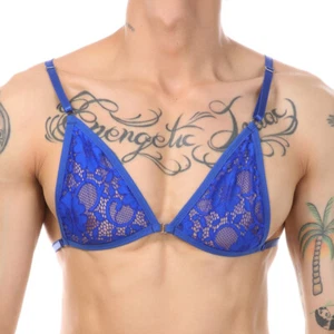30-60AAA AB Reggiseno Uomo Sexy Lingerie Pizzo Cinghie Regolabili Travestito Reggiseno - Foto 1 di 15