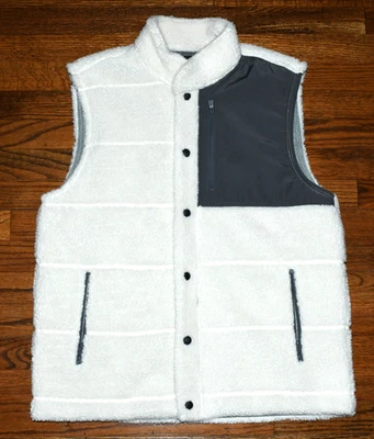 Men Banana Republic White / Cream / Ivory Sherpa Fleece Vest Large L - Image 1 of 4