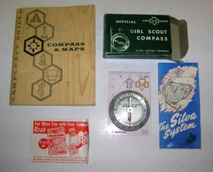 Lote de brújula Girl Scout BSA de colección 1953 con caja El sistema Silva y folleto - Imagen 1 de 11