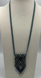 "Collar monedero vintage de 25"" con cuentas de semillas del suroeste se abre único hecho a mano" - Imagen 1 de 5