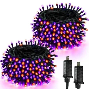 2-Pack 66FT 200 LED Extendable Halloween Lights,13 Modes Orange and Purple Ha... - Picture 1 of 8