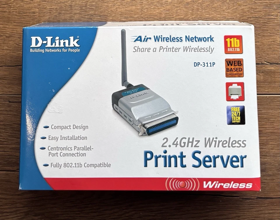 D-Link (DP-311P)Air Wireless Print Server (11 Mbps) 2.4 GHz Wireless NewOpen Box - Image 1 of 4