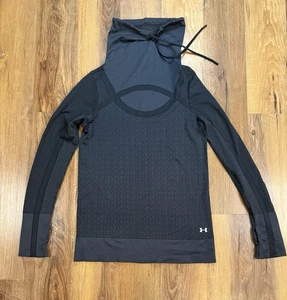 Under Armour Womens M Black Heatgear Threadborne Seamless Funnel Neck Pullover - Picture 1 of 11