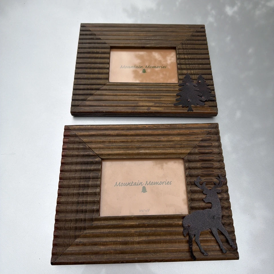  Tree and deer Picture Frames Woods Cabin Nature Rustic 4" x 6" 3.5" x 5.5"  - Image 1 of 4