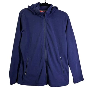 MERRELL Jacket Large Women's Fleece Hooded Full Zip Front Zip Pockets Navy Blue - Picture 1 of 12