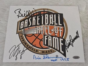 MICHAEL JORDAN KEVIN GARNETT BILL WALTON/RUSSELL/SHARMAN 5X SIGNED HOF PHOTO COA - Picture 1 of 7