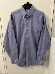 Brooks Brothers Original Polo Shirt Mens Sz 14.5 Blue Houndstooth Regent Supima - Picture 1 of 12