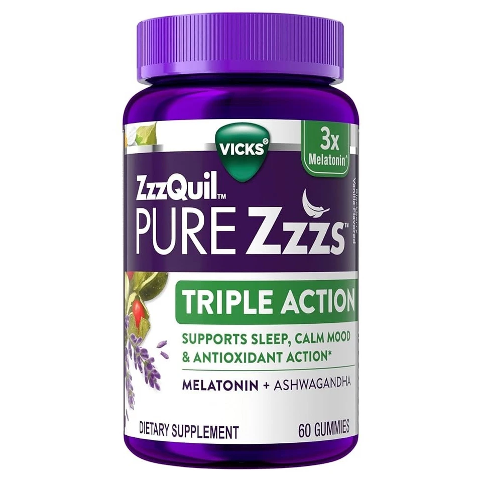 Zzzquil PURE Zzzs Triple Action, 6Mg Melatonin Gummies, 3X Melatonin Sleep Aid  - Image 1 of 1