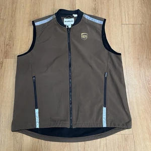 UPS Vest Mens Large Brown Reflective Softshell Zip Pockets WearGuard Uniform - Picture 1 of 6