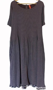 VESTIDO MAXI 100 % Algodón Ewa i Walla Corto Slv Paquete de Botones Patchwork BOHO Talla L - Imagen 1 de 6