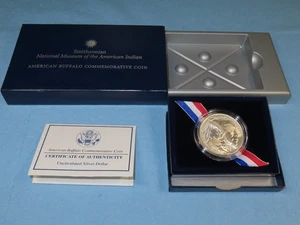 2001 D AMERICAN BUFFALO COMMEMORATIVE SILVER DOLLAR UNCIRCULATED COIN W/ BOX COA - Picture 1 of 8