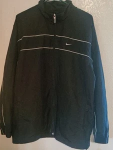 Nike Cortavientos Cremallera Chaqueta Atlética Poliéster Negro Swoosh Bolsillos Talla L - Imagen 1 de 4