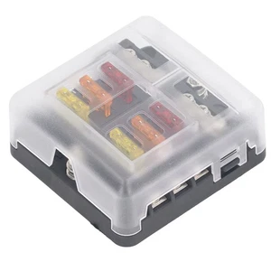 Compact Waterproof 6 Way Fuse Block 12V-24V with LED for Autos - Picture 1 of 16