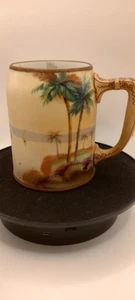 Nippon Moriage handbemalter Becher Steinkrug PALMEN SEGELBOOT 4-3/4" hoch - Bild 1 von 10