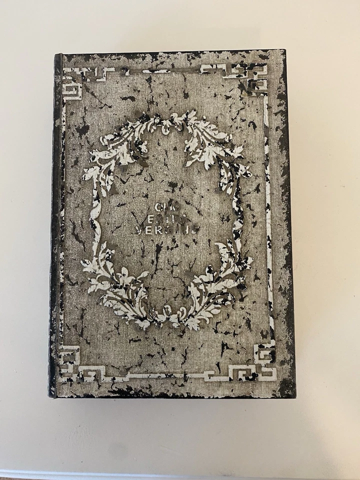 Caja de almacenamiento de libros de imitación forrada de fieltro con bisagras minimalista tienda controles remotos ocultar Foto 1 de 4