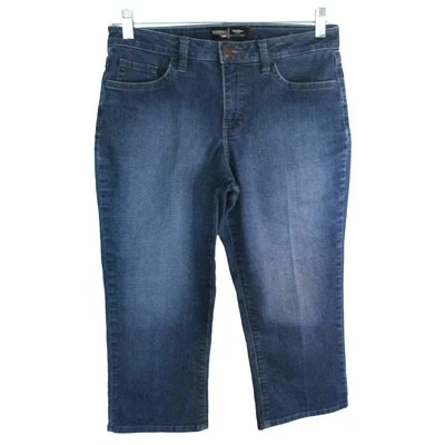 Pantalones capri Lee Riders para mujer tiro medio lavado cremallera frontal azul talla 6 Foto 1 de 4