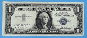 STAR NOTE 1957B $1 Blue Seal Silver Certificate Serial: * 20390620 C - Picture 1 of 2