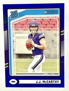 2024 Donruss J.J. McCarthy Press Proof Blue Rated Rookie #303 Vikings - Bild 1 von 2