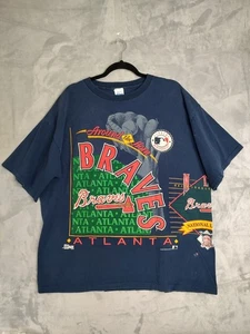 Vintage 1992 MLB Atlanta Braves Around The Horn T-Shirt by Salem Size XL USA - Picture 1 of 8