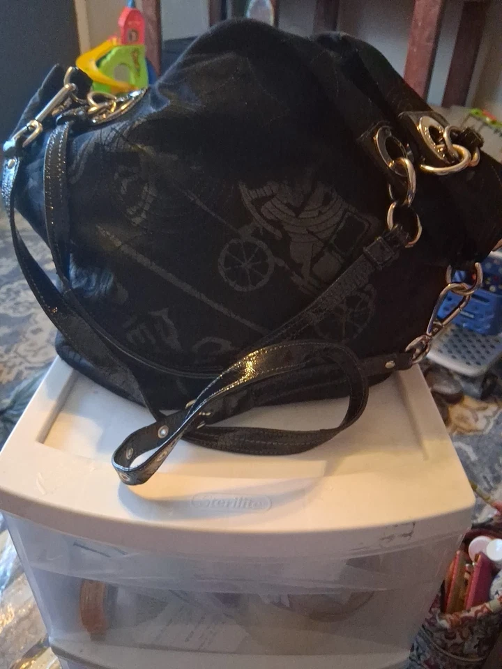 Y2K COACH ALEX OP Art Blackquilted Tote Slouchy Hobo Slight Wear On One Handle - Image 1 of 4