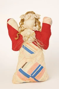 Primitive Quilt Angel Doll Handmade Folk Art Farmhouse Country Christmas Decor - Picture 1 of 8