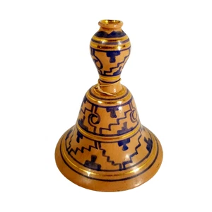 Brena Oaxaca Mexico Bell Tan, Blue, Gold Geometric Rare Vintage - Picture 1 of 8