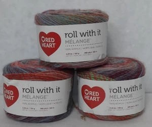 Lot of 3 Red Heart Roll with It Melange Yarn Hollywood 5.29 oz 389 Yd Acrylic - Picture 1 of 5