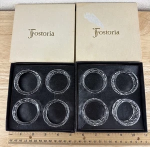 8 Amerikanische Fostoria Serviettenringe Halter Vintage Glas Kristall mit Original Boxen - Bild 1 von 7