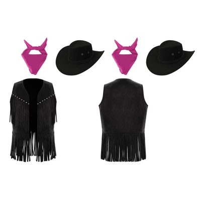 Kids Outfit Hat Dancewear Vest Set Role-playing 3Pcs Halloween Sleeveless Top - Image 1 of 4