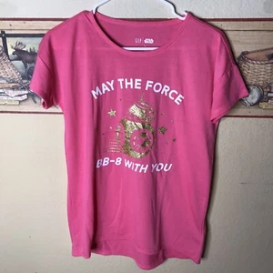 Camiseta Gap Star Wars “May The Force BB-8 With You” Rosa Brillo Niñas Talla 14 - Imagen 1 de 4