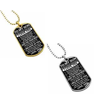 To My Son Never Forget How Much I Love You Tag Chain to Necklace from Dad Gift - Picture 1 of 17