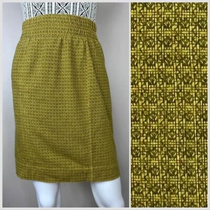 Vintage 1990s Mustard Yellow Express Knit Skirt 90s - Picture 1 of 5