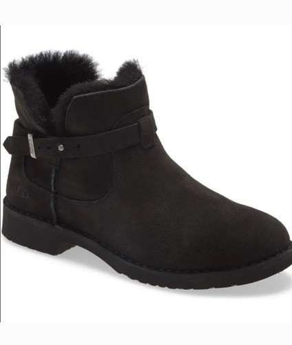 Stivaletti UGG Elisa neri scamosciati fibbia donna TG6 ret $150
