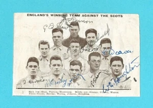 ENGLAND 1932 RARE ORIGINAL AUTOGRAPHED INTERNATIONAL TEAM GROUP 10 X SIGNATURES - Picture 1 of 4