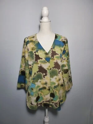 Blusa Pullover Van Heusen Tonos Tierra Estampado Abstracto Manga 3/4 Para Mujer Grande. Foto 1 de 4