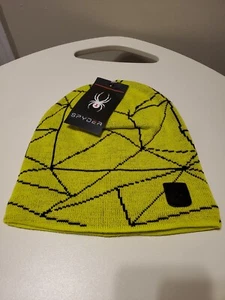 Damen Spyder Performance Neon Acid Spider Strickmütze Fleece gefüttert Beanie Mütze Neu mit Etikett - Bild 1 von 4