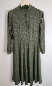 Vintage Maxi Dress Long Green Button Retro Long Sleeve | 2/44 - Picture 1 of 6