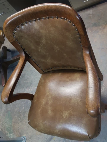 Antique Milwaukee Chair Co Oak Swivel Office Desk Chair Cover