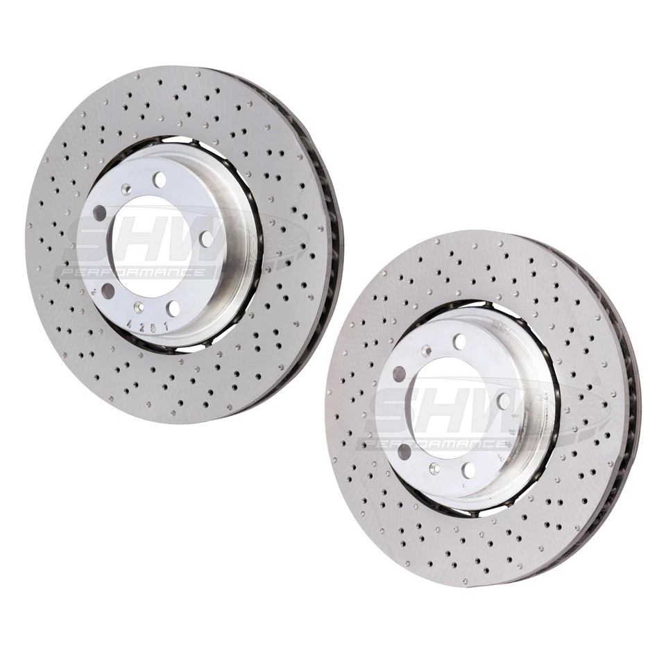 Комплект из 2 передних 350 мм перфорированных тормозных дисков SHW Performance для Porsche 911 H6 - Изображение 1 из 1