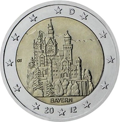 Germany - 2 Euro Commemorative 2012 Neuschwanstein Castle  UNC  FREE SHIPPING - Image 1 of 3