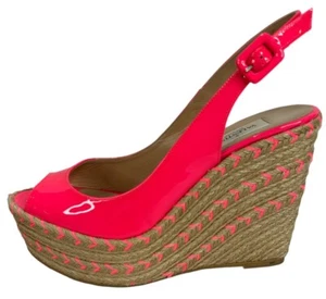 Valentino Garavani St Trope Neon Pink Wedges EU 39 US 9 New Store Display Item - Picture 1 of 13